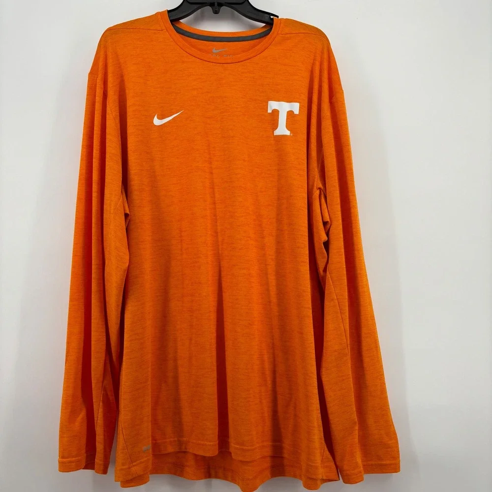 Nike Mens Long Sleeve T-Shirt XXL Orange Tennessee Volunteers Dri-Fit Rocky Top